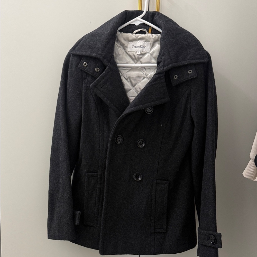 Calvin Klein wool Peacoat for women size 6 with hood